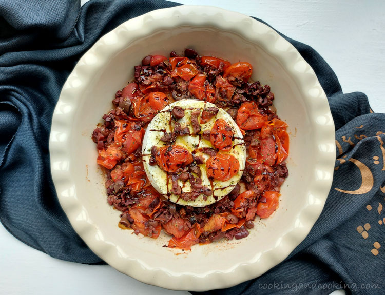 Baked Brie with Olives & Tomatoes